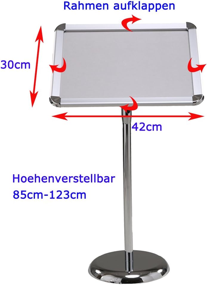 Loywe Infoständer Plakatständer DIN A3 Rondo für Plakate mit 420x300 mm, Ständer aus Metall Höhe Ver