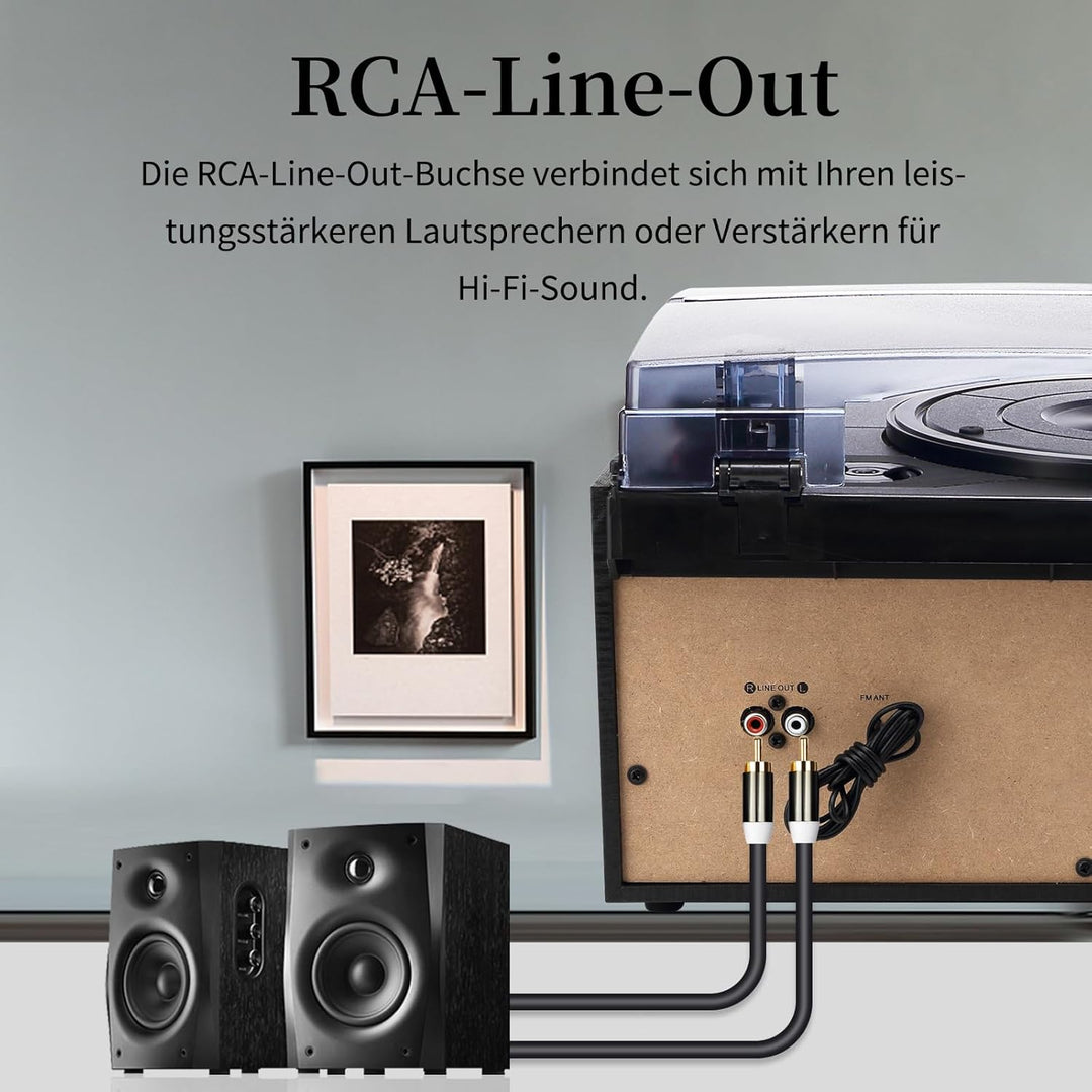 JORLAI Plattenspieler 3 Geschwindigkeiten Record Player mit Fernbedienung, Vinyl Bluetooth Phonograp
