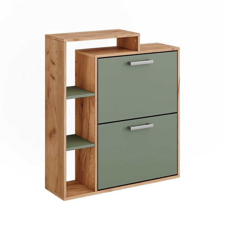 Vicco Schuhkipper Orlando, Schuhregal, Goldkraft Eiche/Grün, 80 x 90 cm Goldkraft Eiche/Grün 2 Fäche