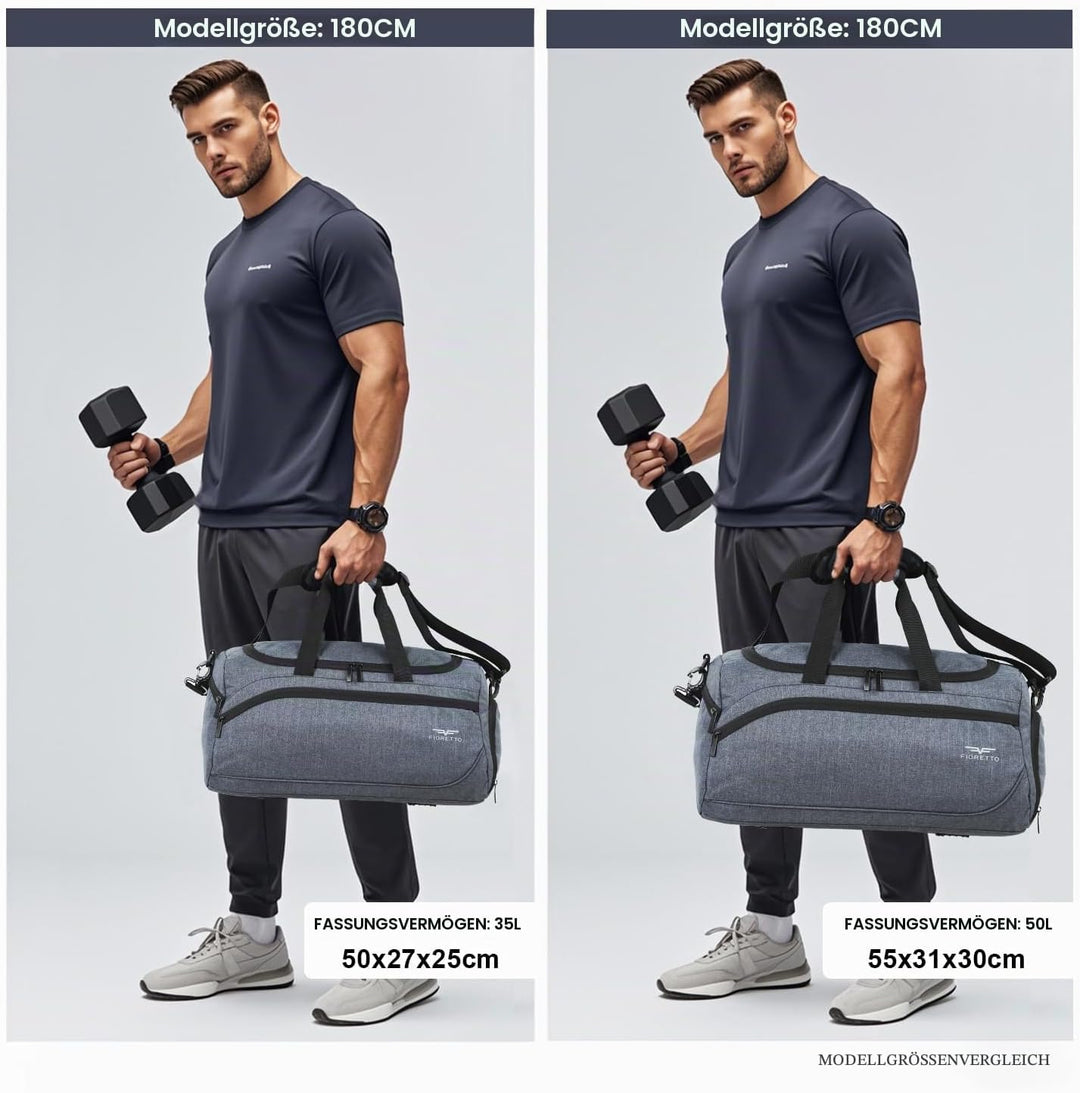 FIORETTO Sporttasche &amp; Reisetasche für Damen und Herren, mit Schuhfach &amp; Nassfach, Wasserdicht Tasch