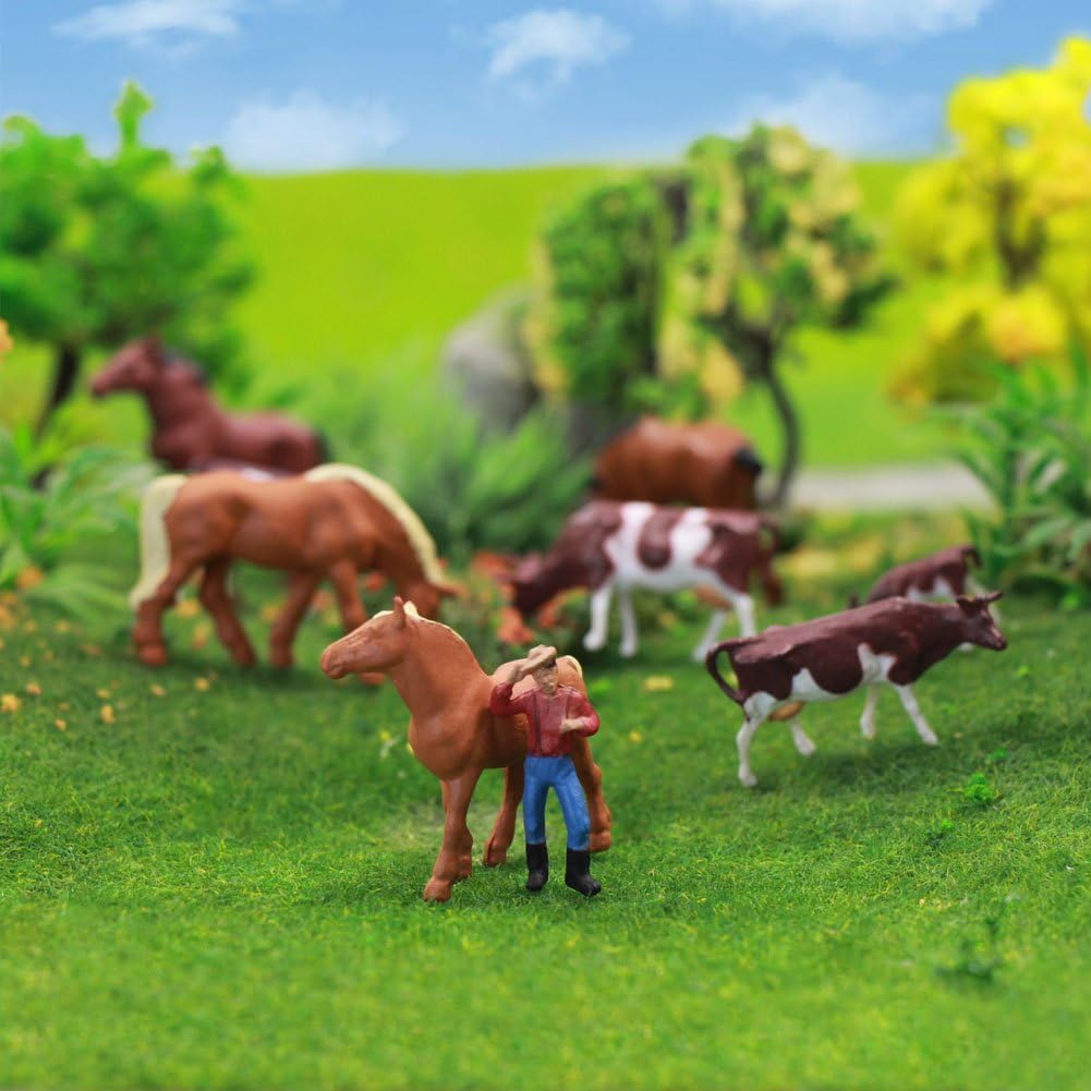 Evemodel 36Stk. Verschiede Rinder Kühe Pferde Figuren Bunt Tierfiguren Spur H0 1:87 Bauernhof Dekor
