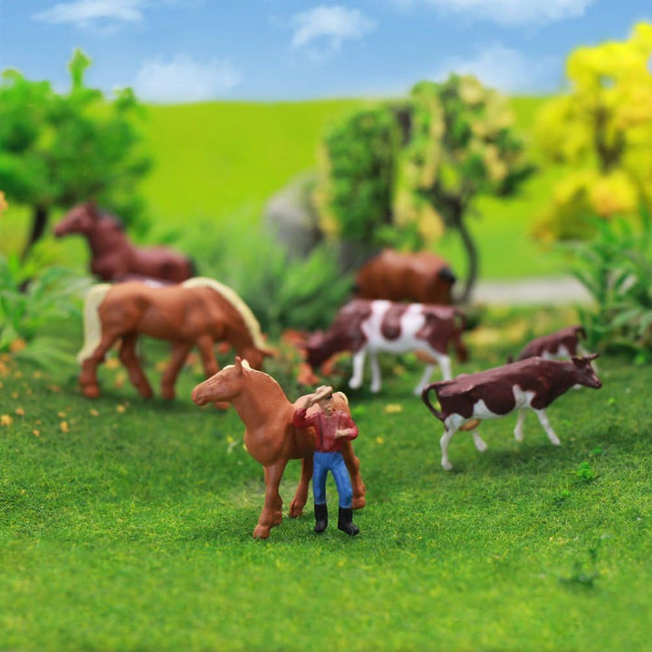 Evemodel 36Stk. Verschiede Rinder Kühe Pferde Figuren Bunt Tierfiguren Spur H0 1:87 Bauernhof Dekor