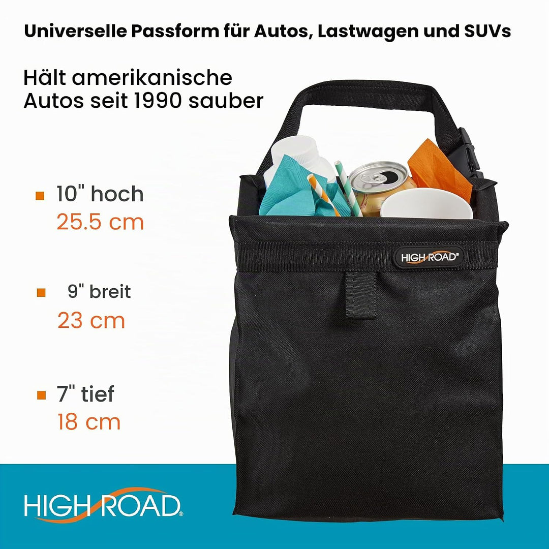 High Road TrashStash Auto-Müllbeutel zum Aufhängen, mit auslaufsicherem Futter und Federrahmenversch