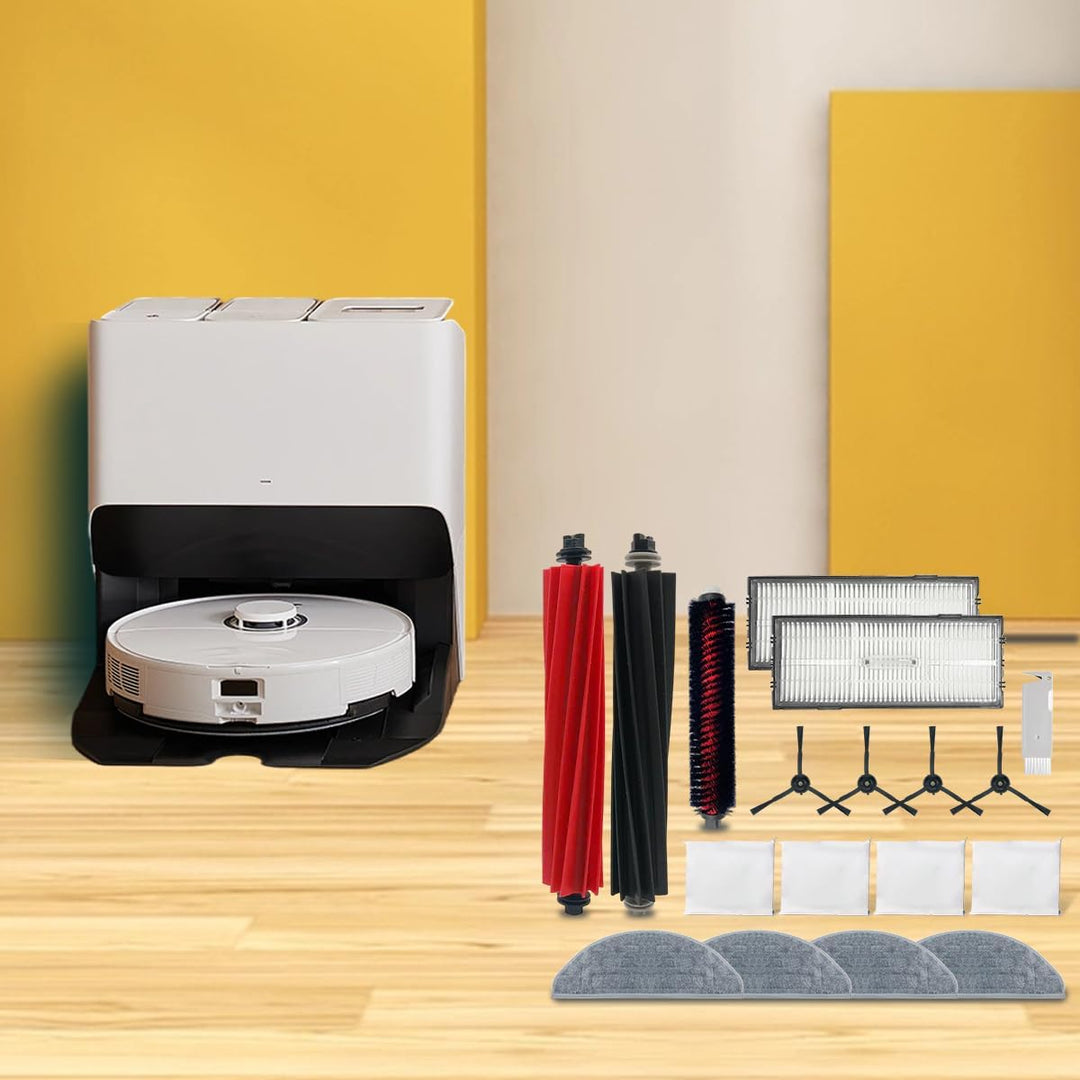 Zubehör-Set für Roborock S8, S8+, S8 Pro Ultra, 2 Gummibürsten, 2 Hepa-Filter, 4 Seitenbürste, 4 Wis