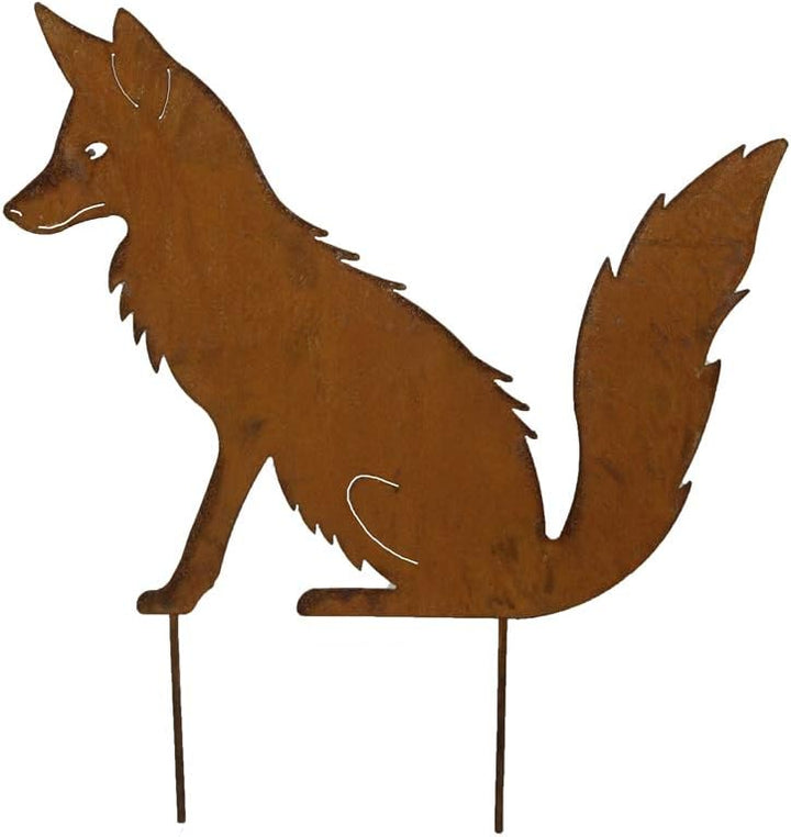 Bornhöft Gartenstecker Fuchs Metall Edelrost Gartendeko Gartenstecker 41cm x 50cm rostige Gartendeko