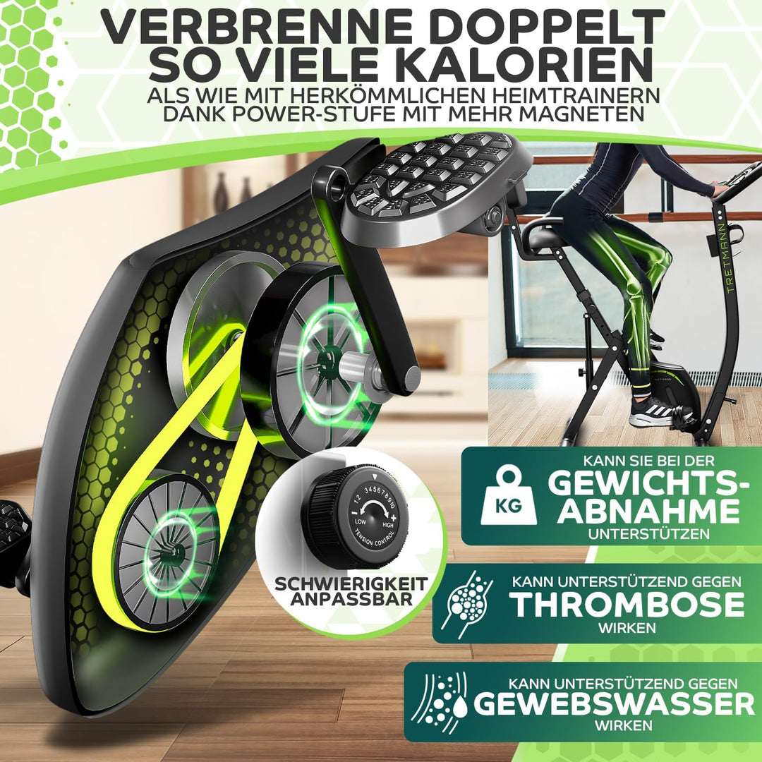 Tretmann NEU 3in1 Heimtrainer Fahrrad klappbar -extra leise & komfortabel - [SoftFoam] DEKRA geprüft