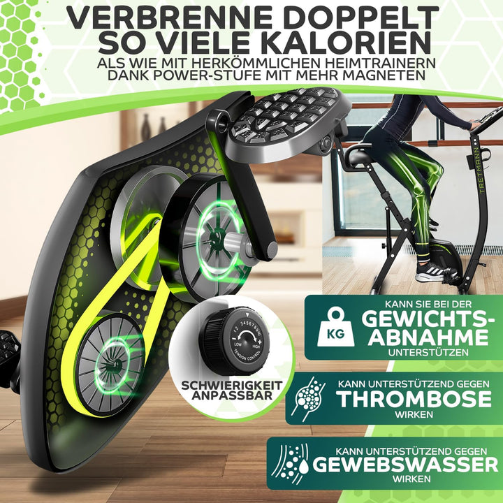 Tretmann NEU 3in1 Heimtrainer Fahrrad klappbar -extra leise & komfortabel - [SoftFoam] DEKRA geprüft