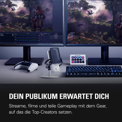 Elgato Wave:3 White Kit - mit Shock Mount - Professionelles USB-Kondensatormikrofon für Streaming, P