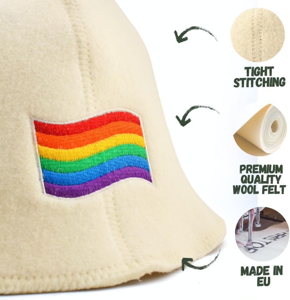 Saunahut für Damen und Herren aus Filz - LGBTQ+ – Grau Saunahut für Herren und Damen aus 100Prozent