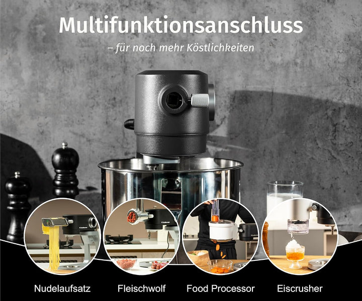 5L Vollmetall-Küchenmaschine,Pizzateig Knetmaschine,Teigmaschine mit leisem Kupfer-DC-Motor, 4 Edels