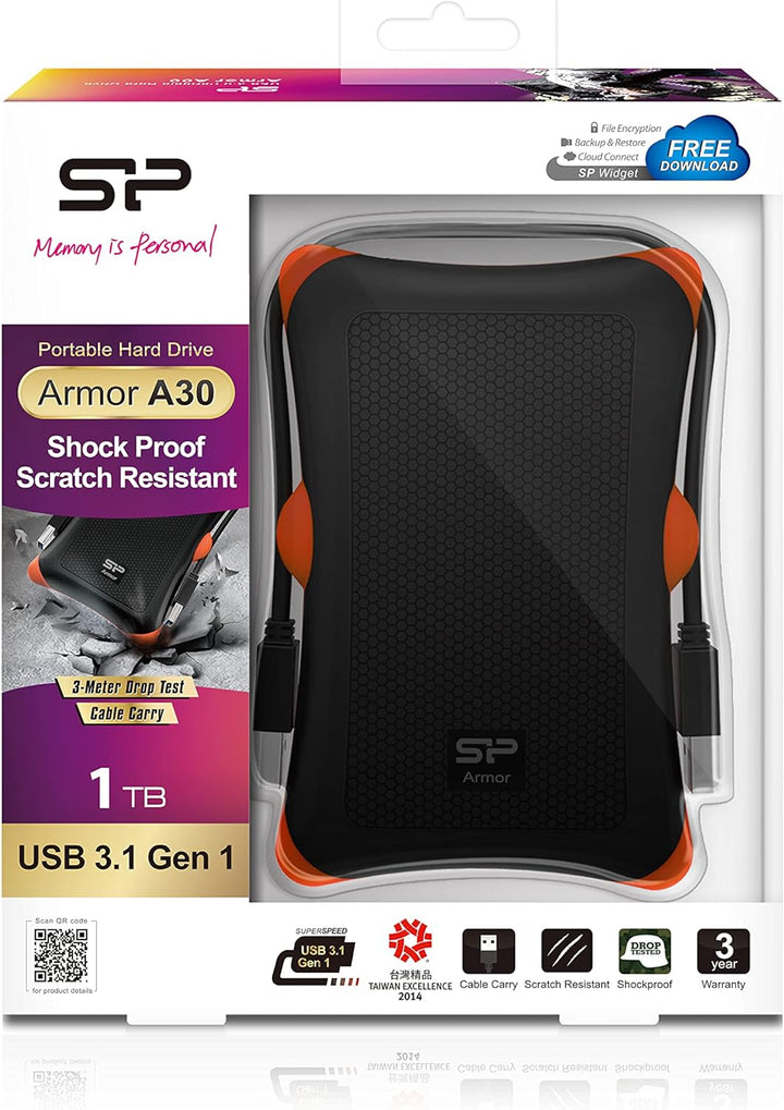 Silicon Power Amor A30 Anti-Shock 1 TB externe Anti-Shock Festplatte (6,4cm, 2,5") 1 TB Stossfest, 1