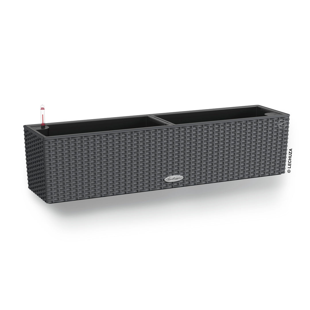 LECHUZA BALCONERA Cottage 80 granit 15612 Pflanzgefäss mit Erd-Bewässerungs-System 79x19x19 cm Grani