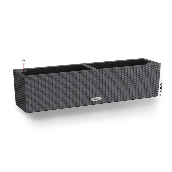 LECHUZA BALCONERA Cottage 80 granit 15612 Pflanzgefäss mit Erd-Bewässerungs-System 79x19x19 cm Grani