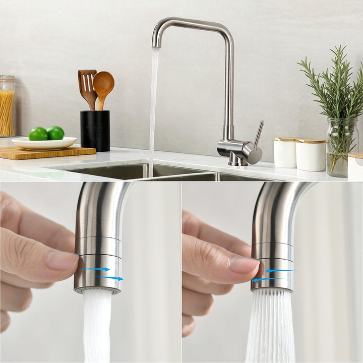 Lonheo Edelstahl Wasserhahn Küche Armatur Vorfenster Küchenarmatur Klappbar, Umklappbarer Einhebelmi