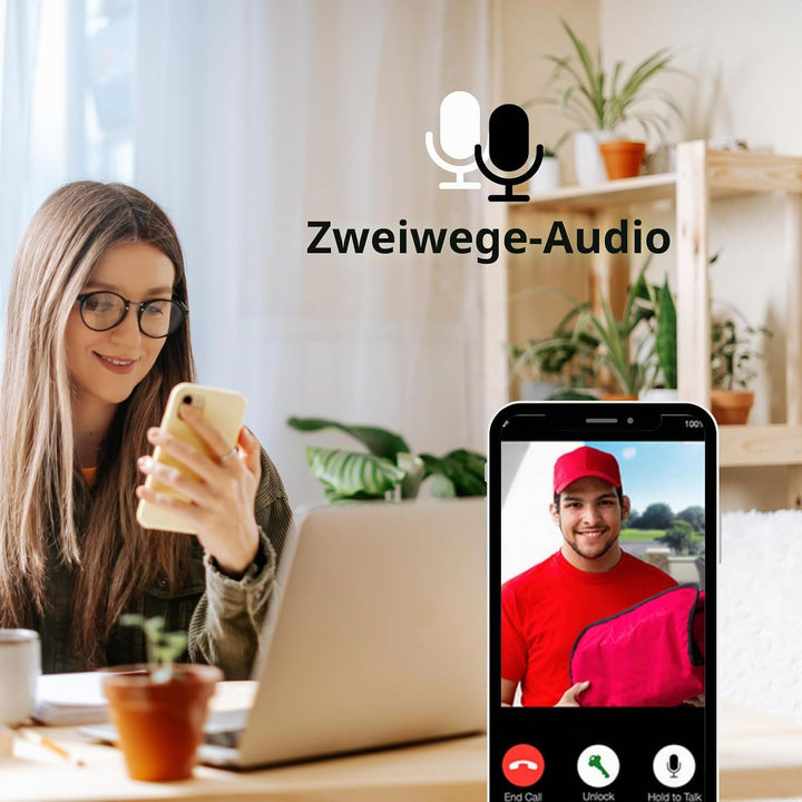 Millarco Home>it® Video-Türklingel mit WLAN und App - 720p HD Kamera, Nachtsicht, Zwei-Wege-Audio, B