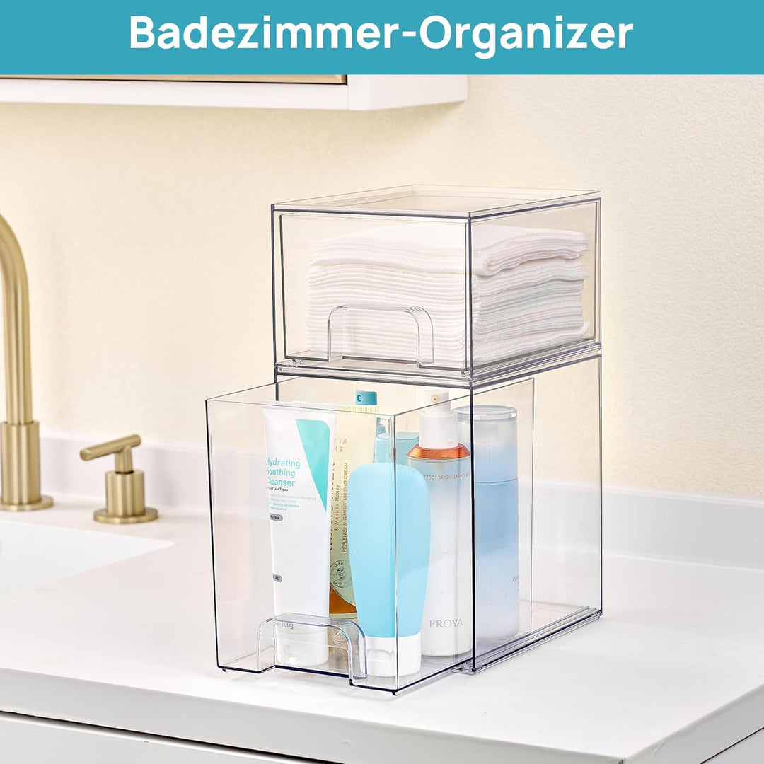 Vtopmart Boxen Aufbewahrung mit 2 Schubladen, Clear Schminktisch Organizer, Anti-Rutsch Organizer Sc