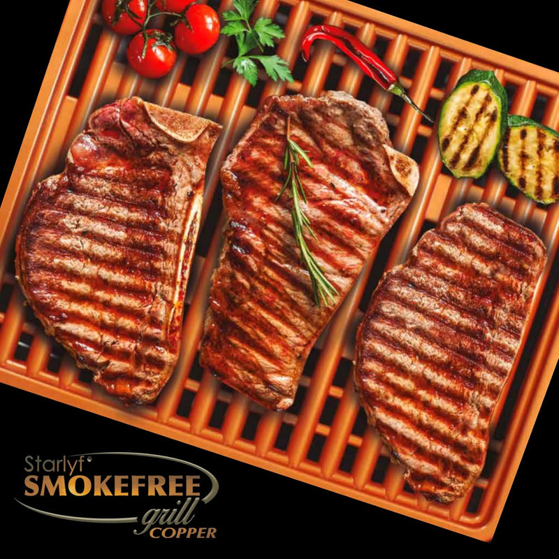 Rauchfreier elektrischer Tischgrill BEST DIRECT Starlyf Smokefree COPPER, Geeignet für Innen- und Au