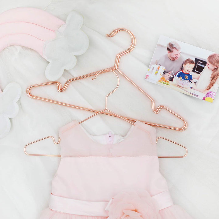 SONGMICS Kleiderbügel Kinder/Baby Roségold Metall, 35 cm, stabile Bügel aus Metalldraht, für Babykle