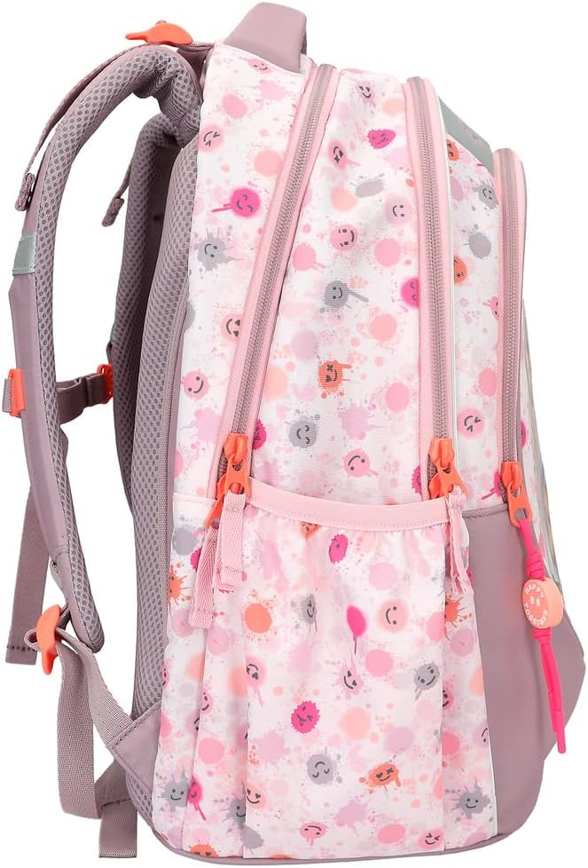 Depesche 12285 TOPModel Happy Together - Schulrucksack in Rosa mit Model-Motiv und Smiley-Muster, Ta