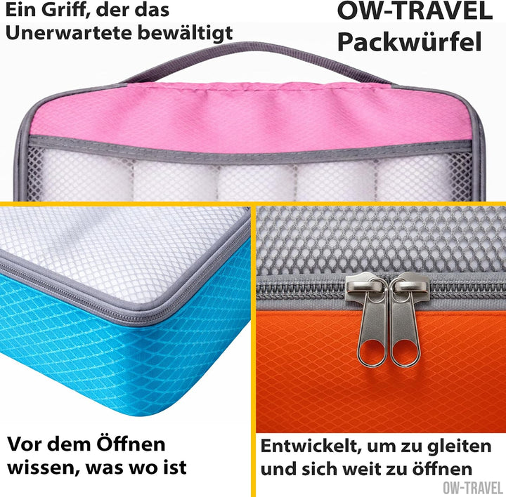 OW-Travel Koffer Organizer Set (4 Stück) Einfach zu Organisierende Packtaschen für Koffer. Packwürfe