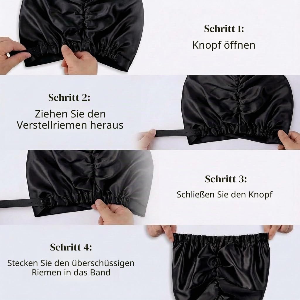 MATASSE Seidenhaube Zum Schlafen Aus 22 Momme Maulbeerseide, Verstellbares Bonnet Seide Für Damen, D