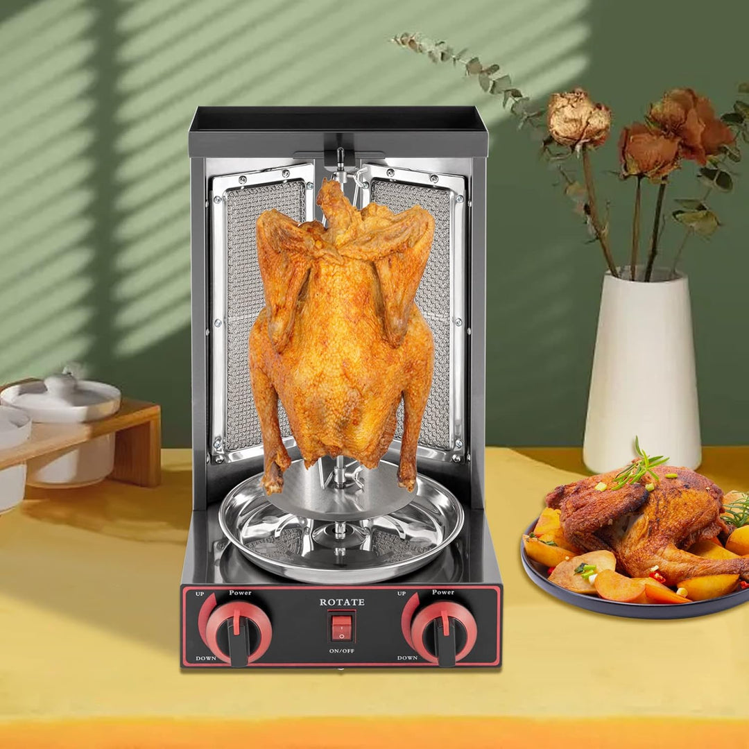 3KW Vertikaler Fleischgrill, Hähnchen Kebab Grill, Lamm Döner Edelstahl 360° schwenkbar, elektrische