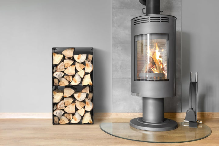 teileplus24 BHS7 Kaminholzregal Innen Aussen | Brennholzregal Metall | Kaminholzkorb | Industrial Lo
