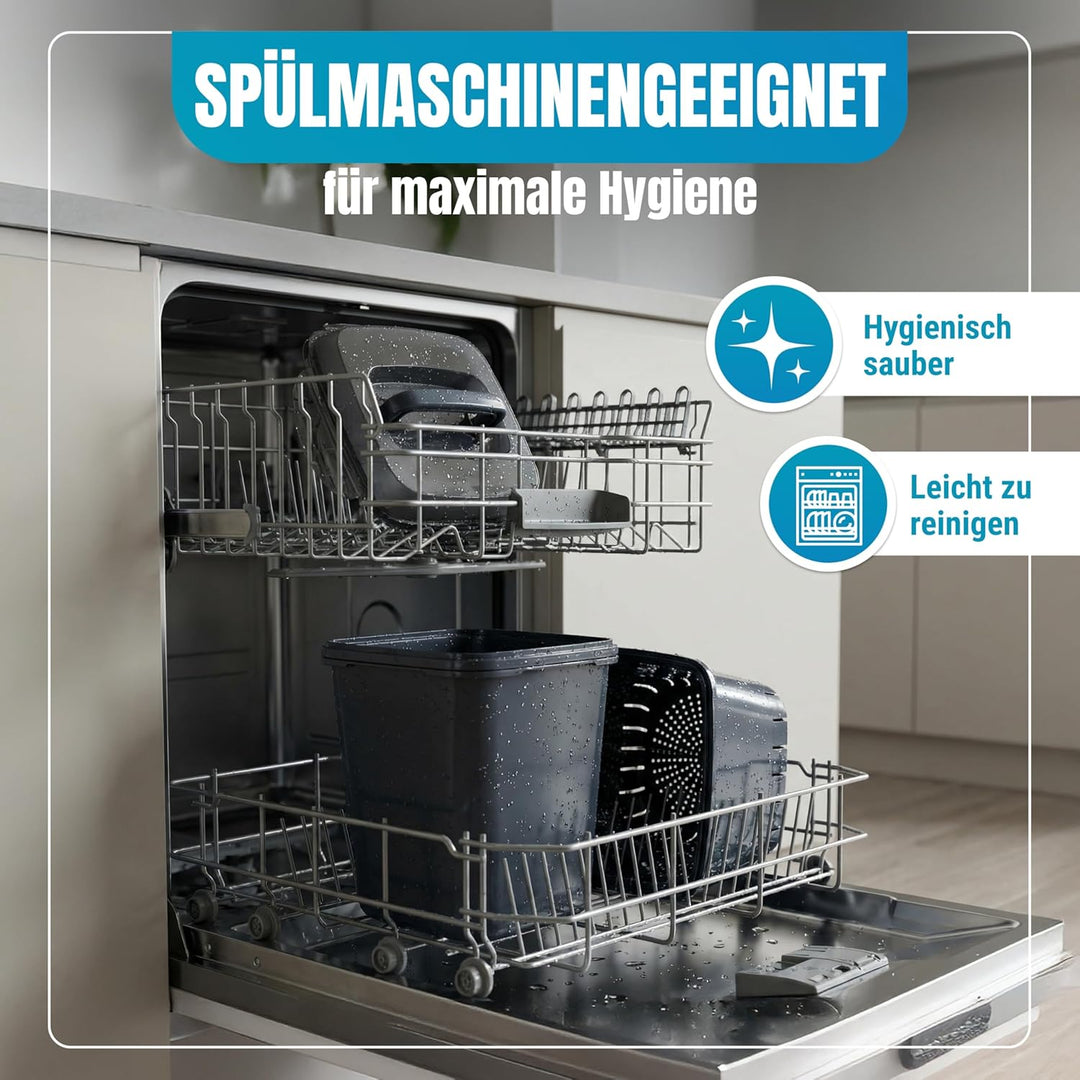 Biomülleimer Küche 5L – Geruchsdicht mit Gummidichtung – Komposteimer spülmaschinengeeignet & BPA-fr