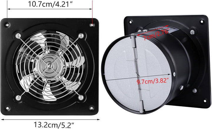 Abluftventilator Ø100mm, 4'' Rohrventilator Badlüfter mit Rücklaufklappe, 140m³/h 25W Axiallüfter Le