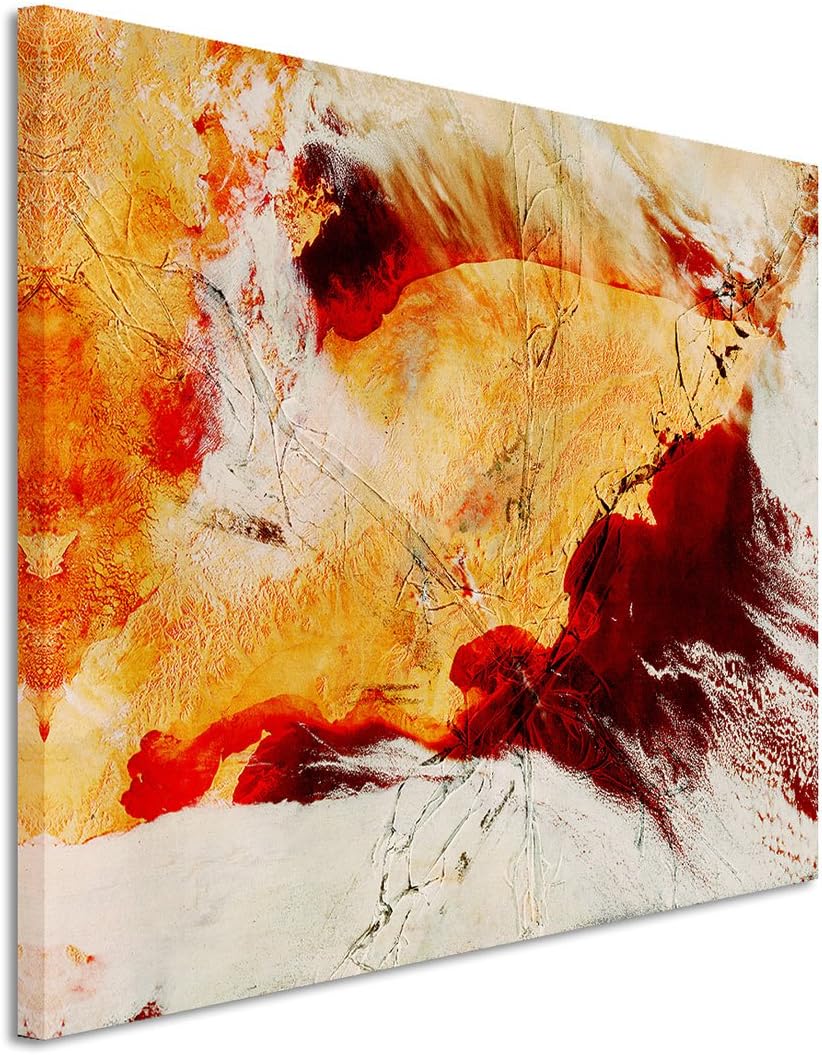Paul Sinus Art 120x80cm Leinwandbild Leinwanddruck Kunstdruck Wandbild rot gelb beige Farbe