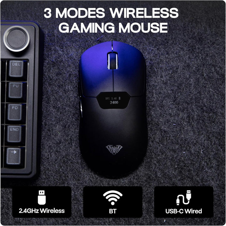 MechLands Aula SC390 – Leichte Gaming-Maus mit Display, kabellose 2,4-GHz-/USB-C-/BT-Maus mit 400-mA