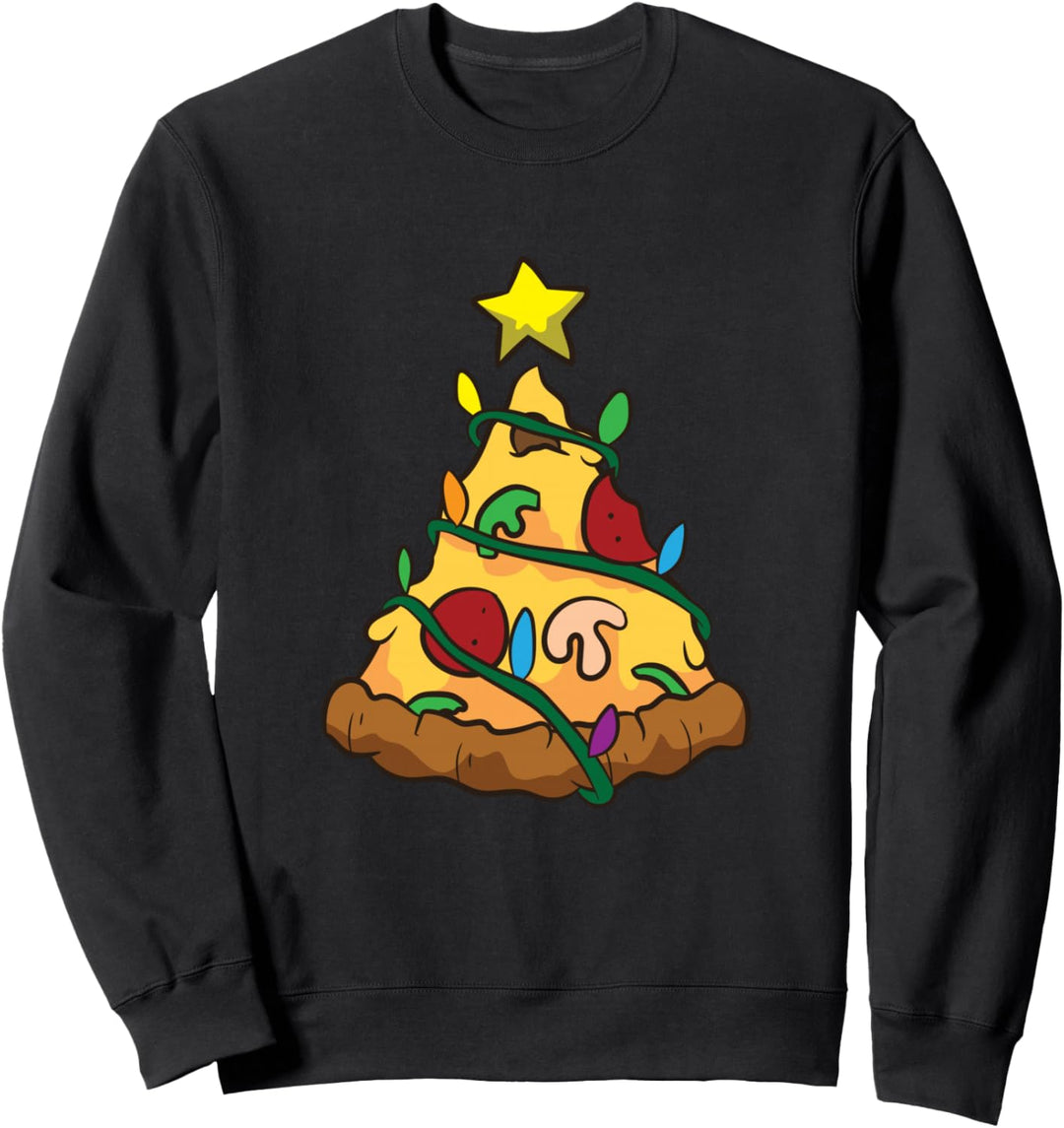 Lustige Pizza Weihnachtsbaum Weihnachtsbaum Lichter Weihnachten Sweatshirt