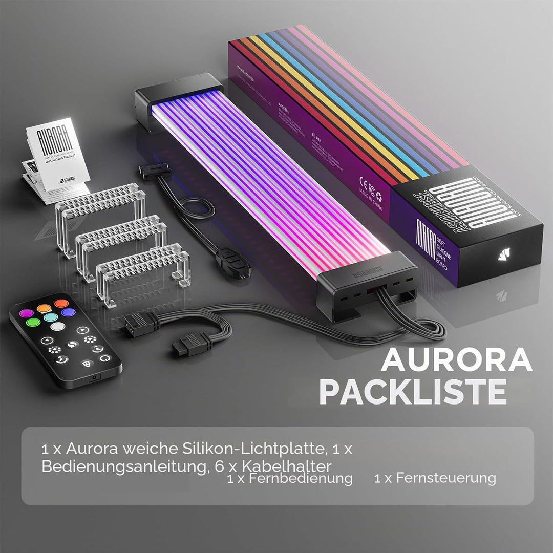 AsiaHorse Auroralearn-V2 ARGB Netzteil-Kabelabdeckung für 3×8-Pin (6+2) PCIe GPU-Stromkabel – Schwar