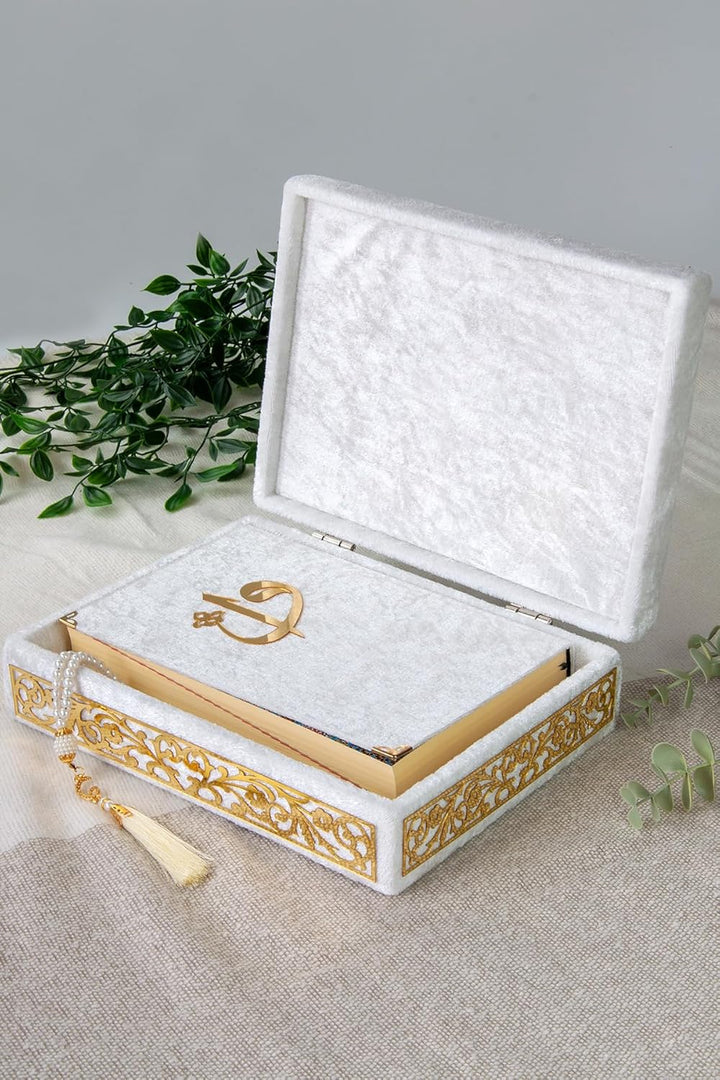 Spezielle elegante Samt bedeckte dekorative Box, Samt überdachter Quran-Buch in Arabisch und Gebetsp