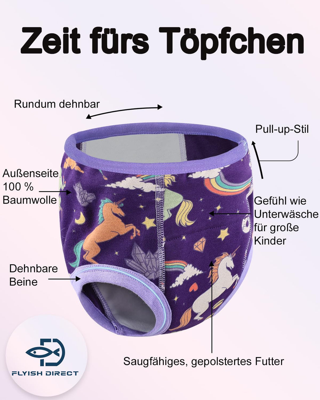 Töpfchen Trainingshose, Packung mit 10 Töpfchentraining Unterwäsche, 2-9 Jahre Töpfchen-Trainingshos
