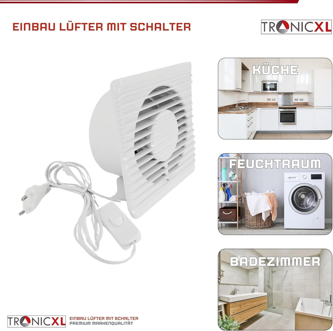 TronicXL 100mm Bad-Lüfter Ventilator Wand Einbau Badlüfter Wandlüfter Wandventilator WC Badezimmer/K