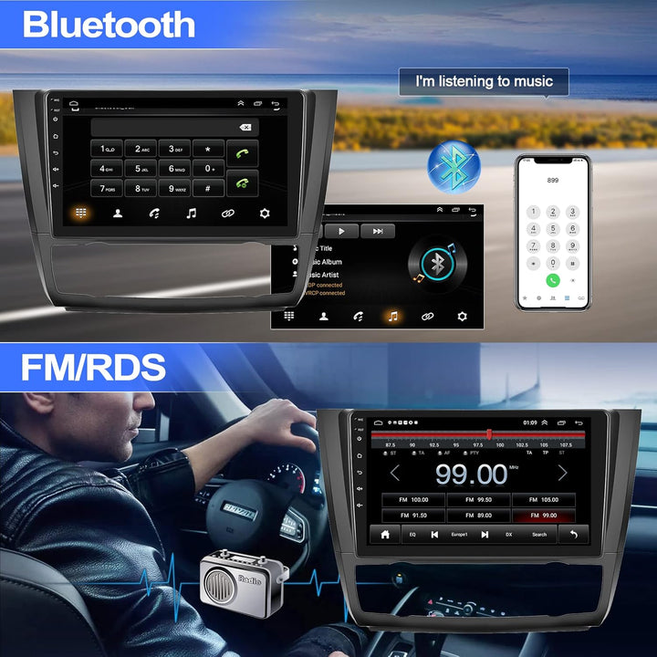 CAMECHO Android 13 Autoradio für BMW 1 Serie E81 E82 E87 E88 mit Navi,9-Zoll Auto Radio Touch Displa