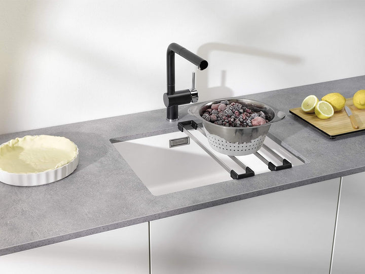 BLANCO Top-Schienen aus Edelstahl, 235906, 416 mm & Multifunktionsschale aus Edelstahl,227692, 131 c
