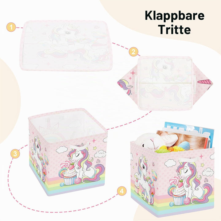 30cm Aufbewahrungsbox 3 Stück Einhorn Regenbogen Aufbewahrungskorb Kinder Faltbar Wolken Stern Aufbe