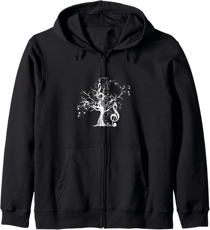 Notenschlüssel Geschenk Baum Violinschlüssel Musik Musiker Kapuzenjacke