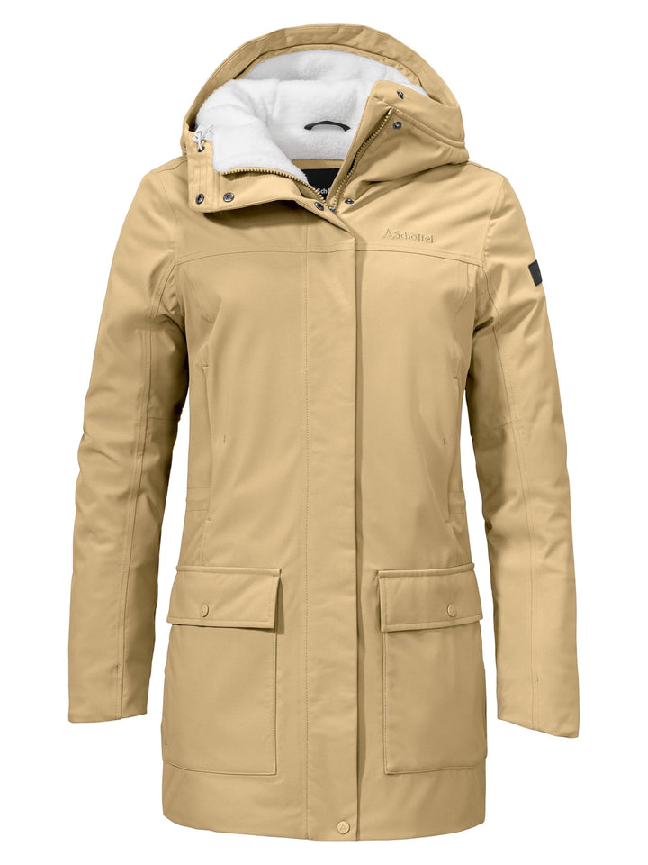 Schöffel Damen Ins. Parka Rotterdam L wind- und wasserdichter Damen Parka mit verstellbarer Taille,