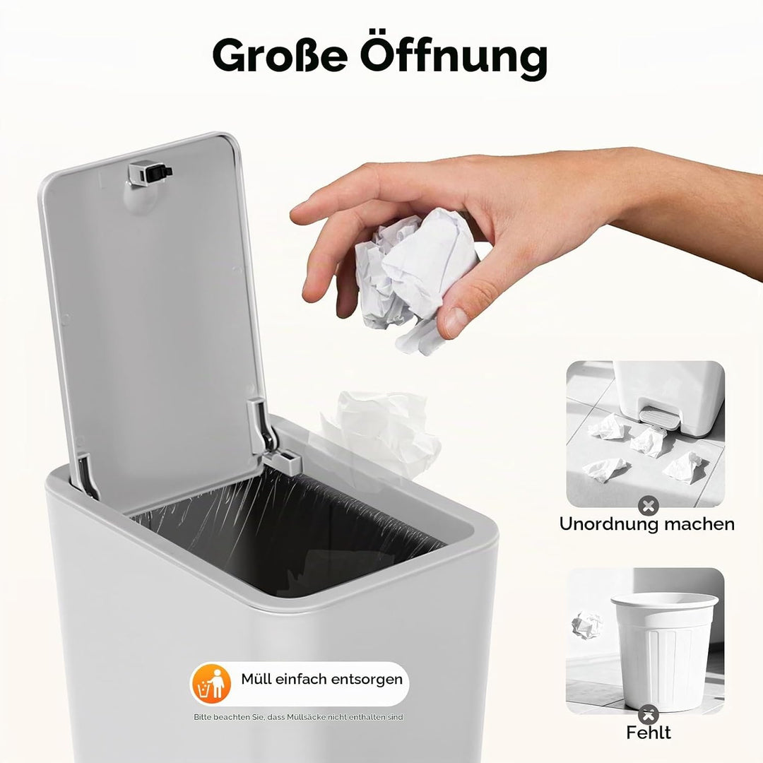 Mülleimer Bad 3 Stück 9L, Schmaler Mülleimer Küche mit Deckel Geruchsdicht, 3er Set Kleiner Abfallei