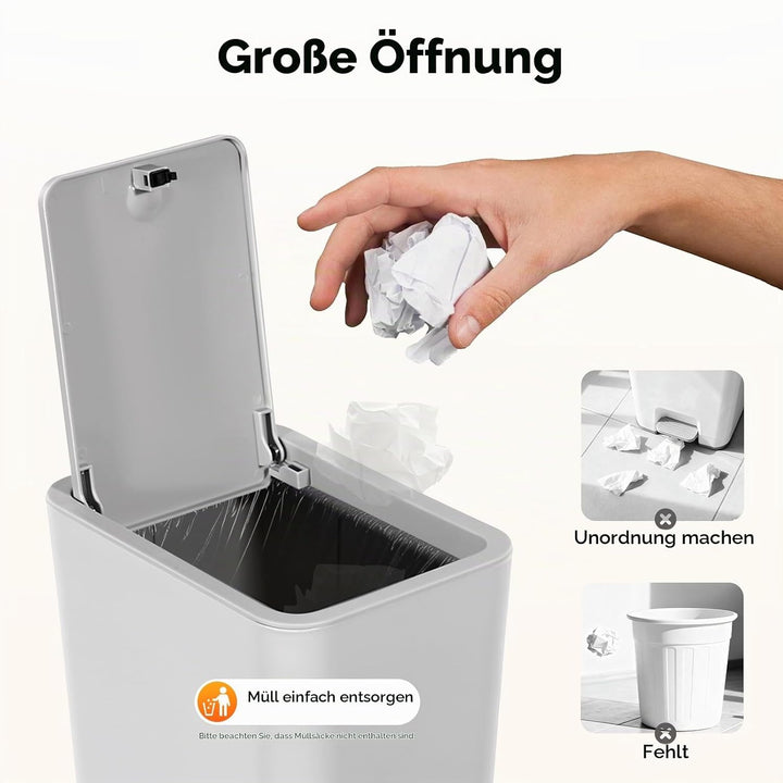 Mülleimer Bad 3 Stück 9L, Schmaler Mülleimer Küche mit Deckel Geruchsdicht, 3er Set Kleiner Abfallei