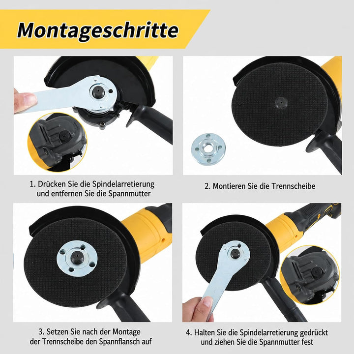 Akku Winkelschleifer für Dewalt 18V, 125 mm 7800U/min Bürstenloser Profi-Schleifer, Akku-Schleifer m