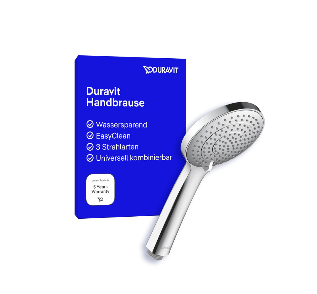 Duravit Universal Duschkopf, Duschbrause mit 3 Strahlarten (Rain, Intense Rain, Soft Rain), Handbrau