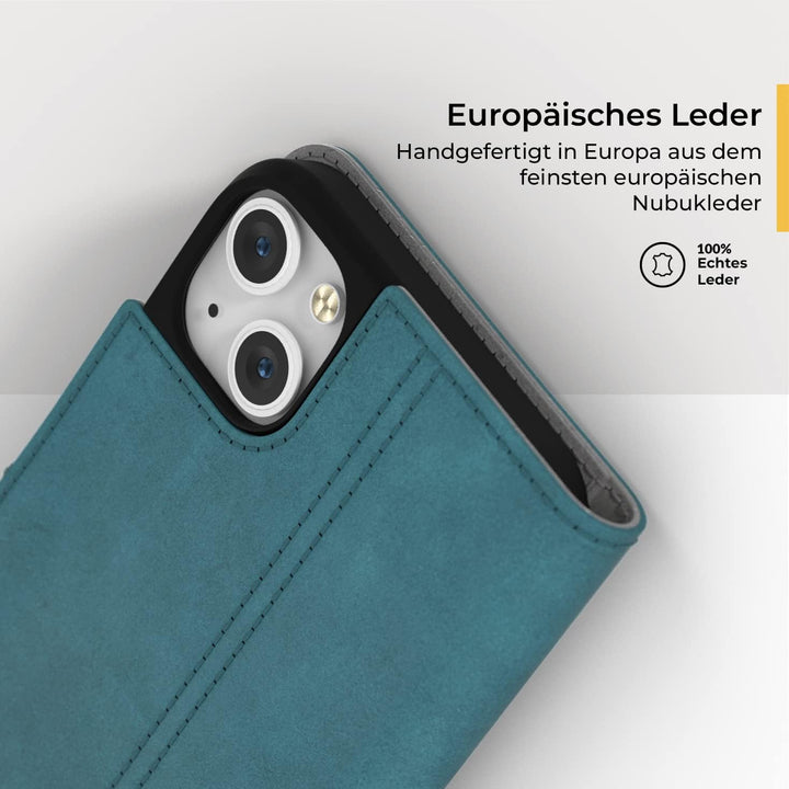 Snakehive Lederhülle für iPhone 14 | Stylische Handyhülle mit Kartenhalter & Standfuss | Handyhülle