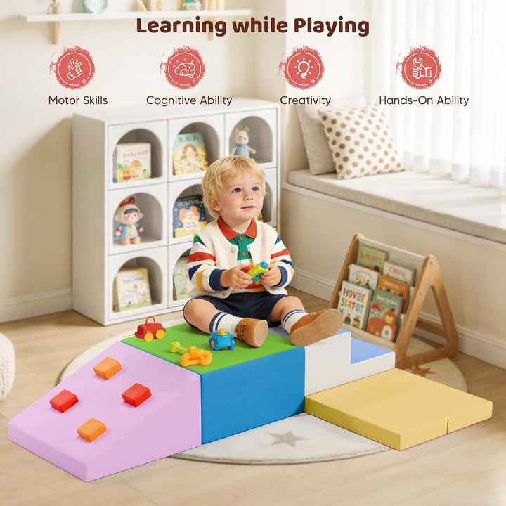 Schaumstoff Bausteine XXL Bunt, Indoor Klettergerüst für Kleinkinder ab 1 Jahr, Weiche Softblöcke mi