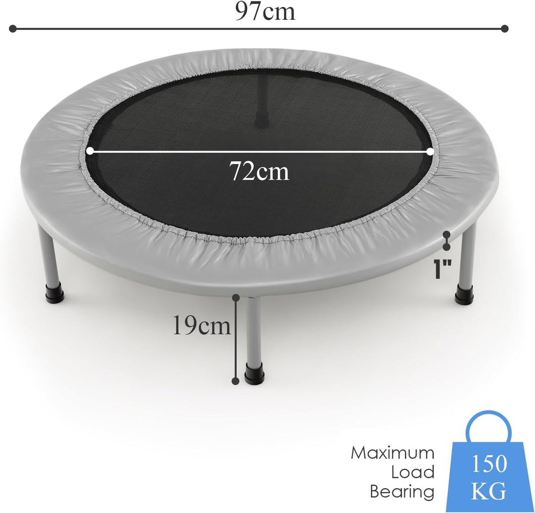 LIFEZEAL Faltbares Fitness-Trampolin Ø 97 cm, Mini-Trainingstrampolin mit Federn, robuster Stahlrahm