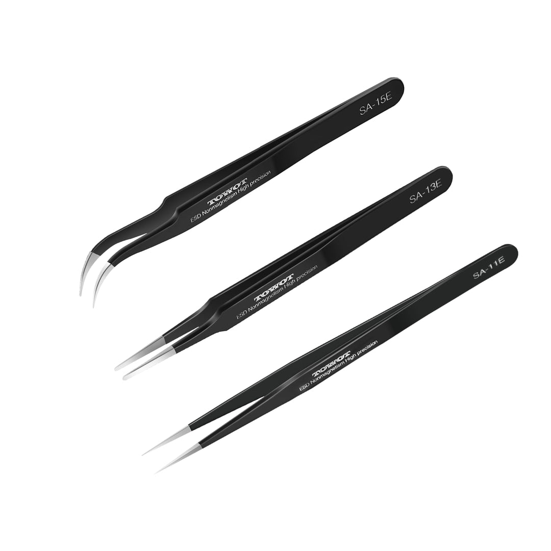 TOWOT 3PCS Präzisions Pinzette, Antistatische Edelstahlpinzette für Elektronik, Handwerk, Schweissen
