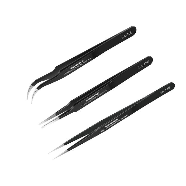 TOWOT 3PCS Präzisions Pinzette, Antistatische Edelstahlpinzette für Elektronik, Handwerk, Schweissen